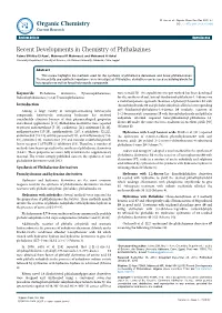 Recent Developments in Chemistry of Phthalazines