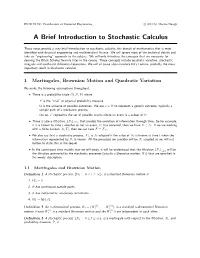 A Brief Introduction to Stochastic Calculus