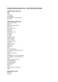 Arcade Overload Games List – Over 320 Classic Games
