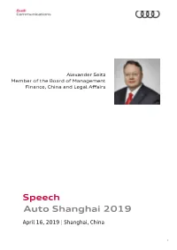Auto Shanghai 2019 Speech