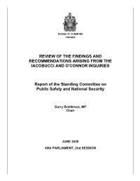 Review of the Findings and Recommendations Arising from the Iacobucci and O'connor Inquiries