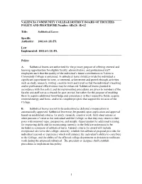 Sabbatical Leave Procedures