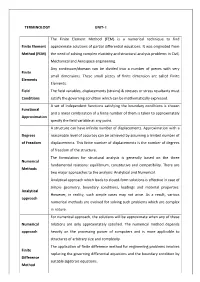 TERMINOLOGY UNIT- I Finite Element Method (FEM)