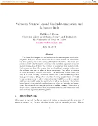 Values in Science Beyond Underdetermination and Inductive Risk
