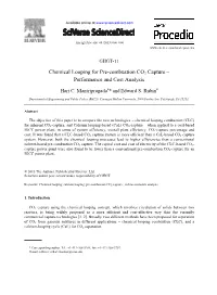 Chemical Looping for Pre-Combustion CO2 Capture – Performance and Cost Analysis