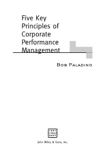 Five Key Principles of Corporate Performance Management
