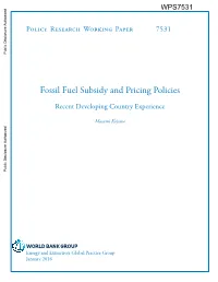 Fossil Fuel Subsidy and Pricing Policies