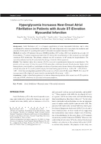 Hyperglycemia Increases New-Onset Atrial Fibrillation in Patients with Acute ST-Elevation Myocardial Infarction