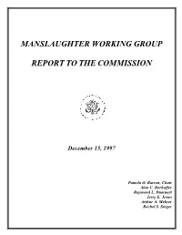 Manslaughter Working Group Report to the Commission