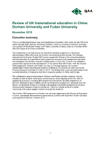 Durham University and Fudan University November 2012 Executive Summary