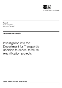 Investigation Into the Department for Transport's Decision to Cancel Three