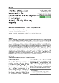 The Role of Expansion Movement in the Establishment of New Region In