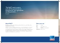 About RACT Have Your Say: “The RACT Stands Ready to Work with the Government on Identifying the Most Appropriate Spending Prio