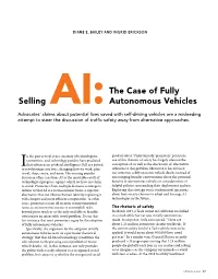 AI:The Case of Fully Autonomous Vehicles Selling