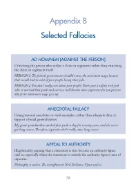 Appendix B Selected Fallacies