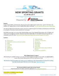 As Part of Sport NSW's Commitment to Advocating