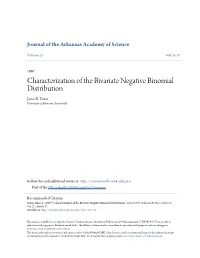 Characterization of the Bivariate Negative Binomial Distribution James E