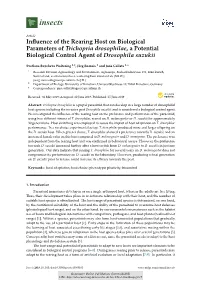 Influence of the Rearing Host on Biological Parameters of Trichopria