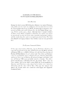 Maresha in the Reign of Ptolemy Ii Philadelphus