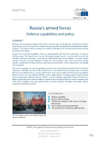 Russia's Armed Forces Defence Capabilities and Policy
