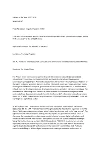 A Week in the Horn 02.10.2020 News in Brief Press Release on Irregular Migrants in KSA 75Th Session of the United Nations Genera
