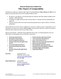 Districts Required to Submit Report of Comparability SY20-21