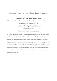 Gaussian Content As a Laser Beam Quality Parameter