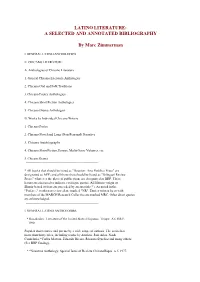 Latino Literature: a Selected and Annotated Bibliography