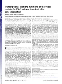 Transcriptional Silencing Functions of the Yeast Protein Orc1/Sir3 Subfunctionalized After Gene Duplication