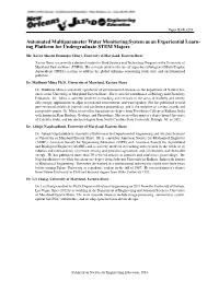 Automated Multiparameter Water Monitoring System As an Experiential Learn- Ing Platform for Undergraduate STEM Majors