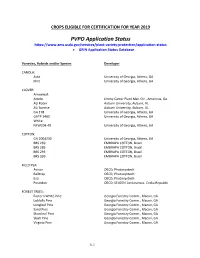 Crops Eligible for Certification for Year 1999