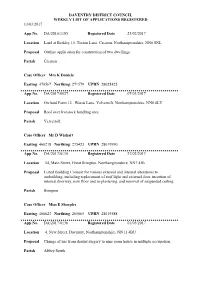 Daventry District Council Weekly List of Applications Registered 13/03/2017
