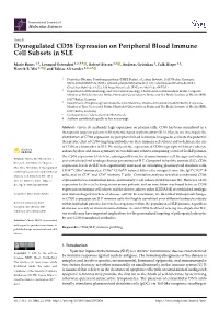 Dysregulated CD38 Expression on Peripheral Blood Immune Cell Subsets in SLE