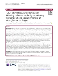 FGF21 Alleviates Neuroinflammation Following Ischemic Stroke By