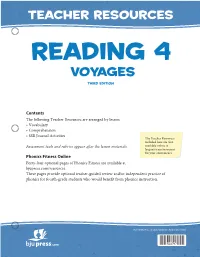 Reading 4, 3Rd Ed. Teacher Resources