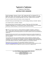 Typhoid in Tajikistan a Classroom Case Study INSTRUCTOR’S VERSION