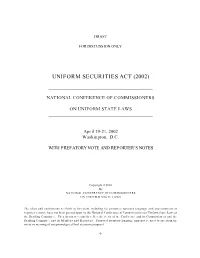 Uniform Securities Act (2002)