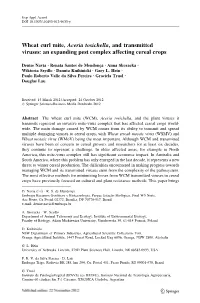 Wheat Curl Mite, Aceria Tosichella, and Transmitted Viruses: an Expanding Pest Complex Affecting Cereal Crops