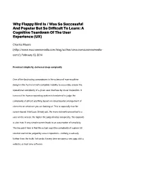 Why Flappy Bird Is / Was So Successful and Popular but So Difficult to Learn: a Cognitive Teardown of the User Experience (UX)