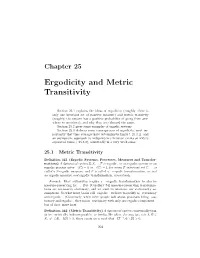 Ergodicity and Metric Transitivity