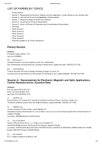 List of Papers by Topics
