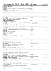 List of Participant As of 06/12/2018