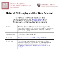 Natural Philosophy and the 'New Science'