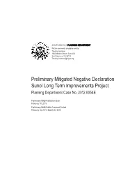 Preliminary Mitigated Negative Declaration Sunol Long Term Improvements Project Planning Department Case No
