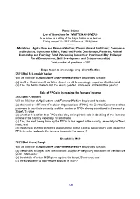 Rajya Sabha List of Questions for WRITTEN ANSWERS to Be Asked at a Sitting of the Rajya Sabha to Be Held on Friday, August 13, 2021/ 22 Sravana, 1943 (Saka)