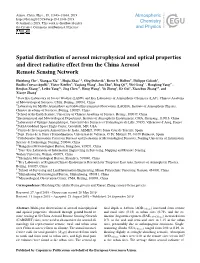 Spatial Distribution of Aerosol Microphysical and Optical Properties and Direct Radiative Effect from the China Aerosol Remote Sensing Network