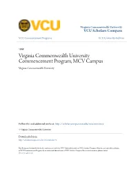 Virginia Commonwealth University Commencement Program, MCV Campus Virginia Commonwealth University