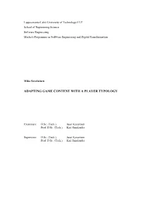 Adapting Game Content with a Player Typology