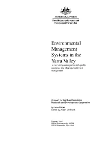Environmental Management Systems in the Yarra Valley a Case Study on Integration with Quality Assurance and Integrated Catchment Management