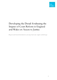 Evaluating the Impact of Court Reform in England and Wales on Access to Justice